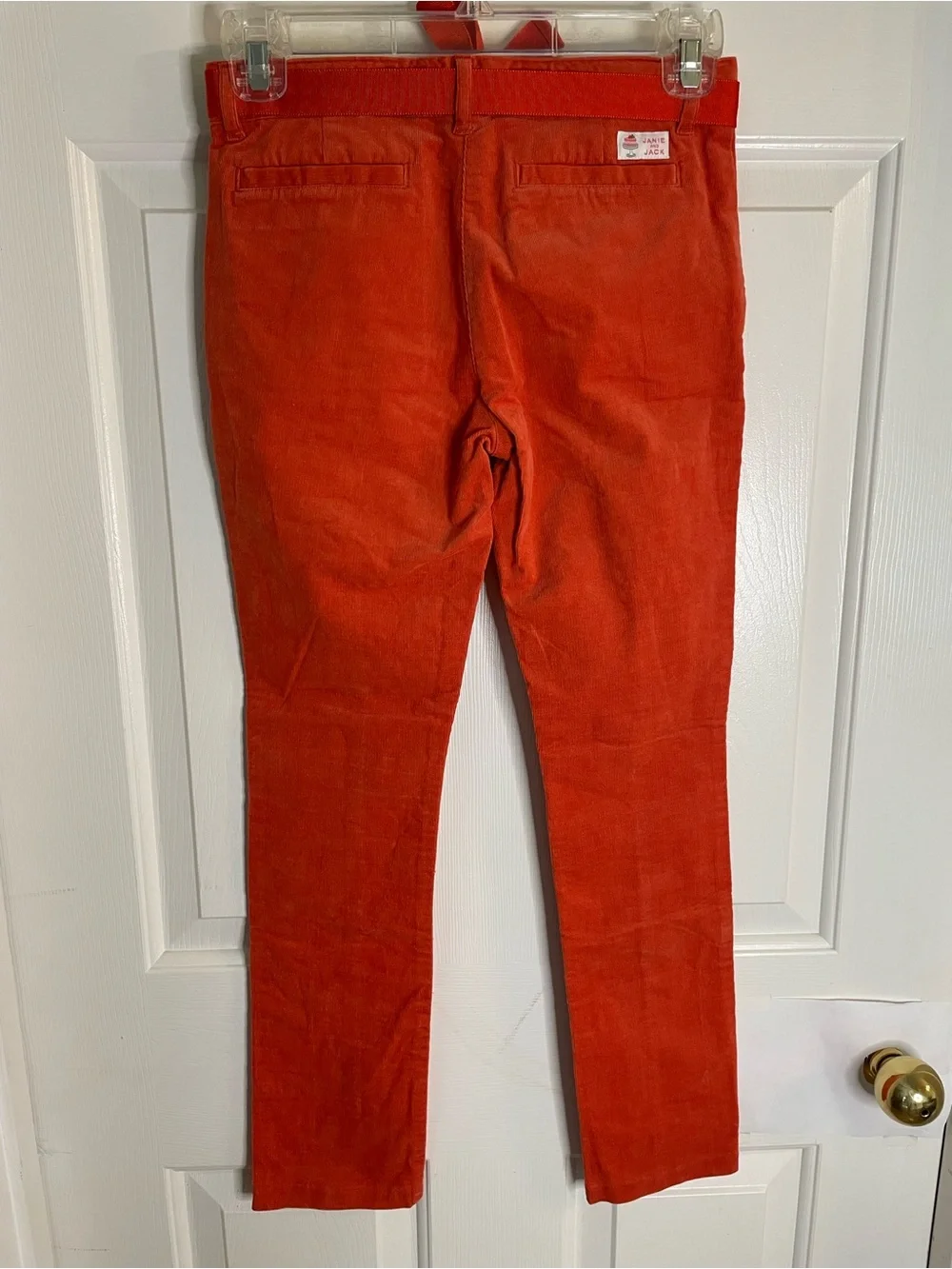 Janie and Jack Orange Corduroy Skinny Pants with Ribbon Size 10